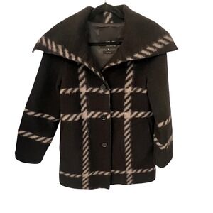 Hilary Radley Collection Women's Plaid Wool Blend Coat Jacket Size XS